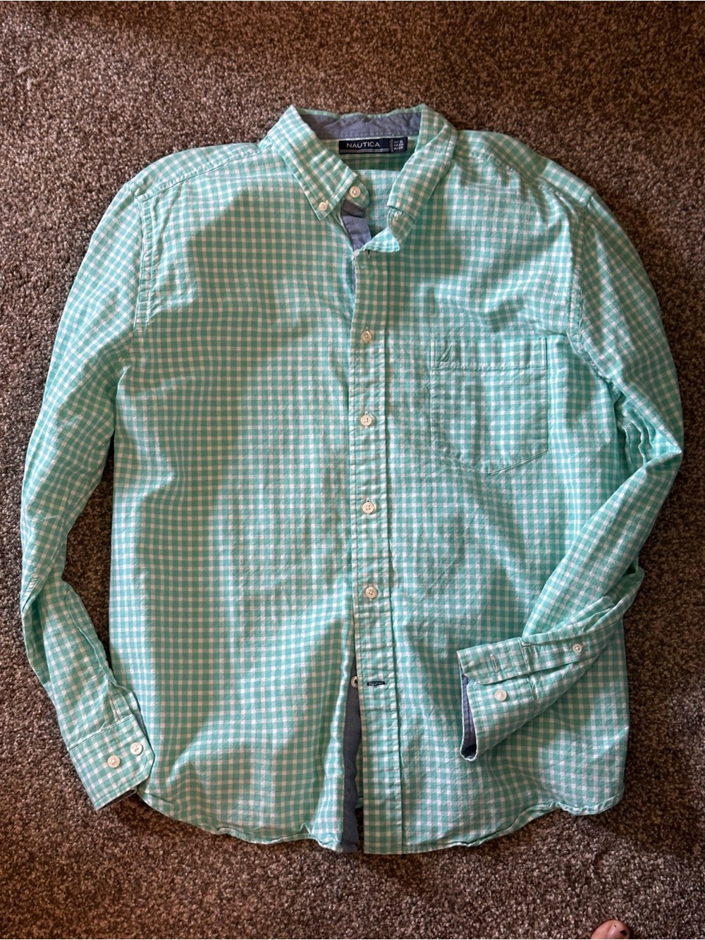 Nautica Mint Green Gingham Button-Down Shirt